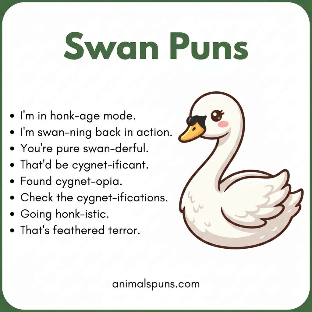 Swan Puns for Instagram Captions: swan pun illustration