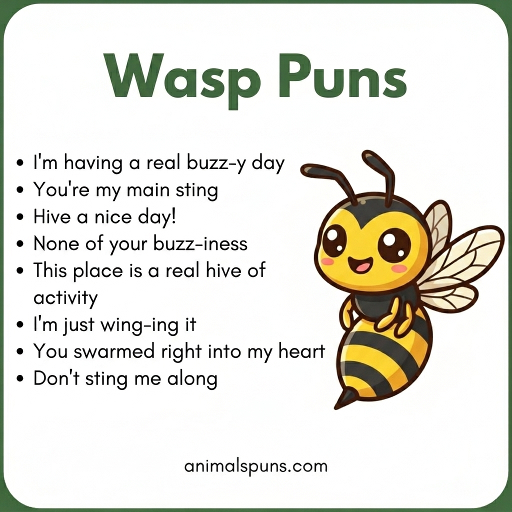 Wasp Puns for Social Media Captions: wasp pun illustration