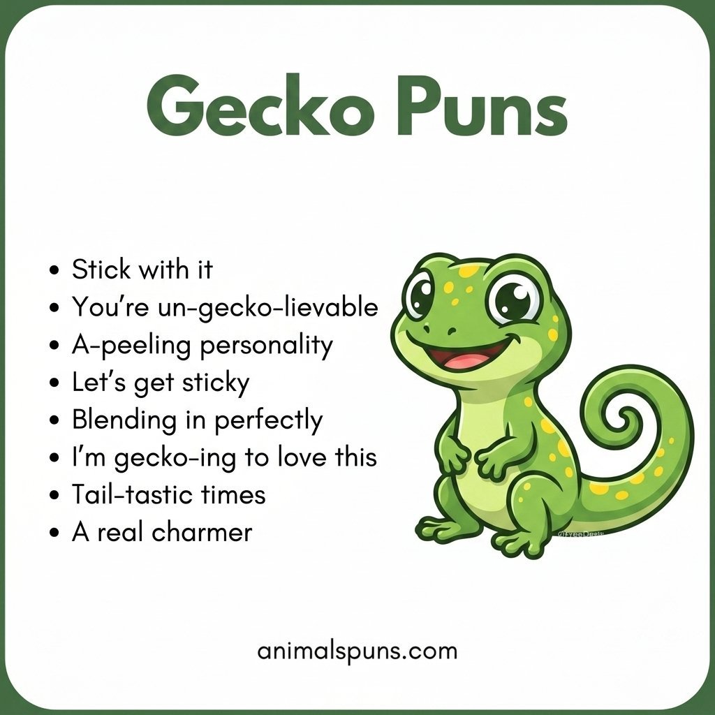 Gecko Name Puns: gecko pun illustration