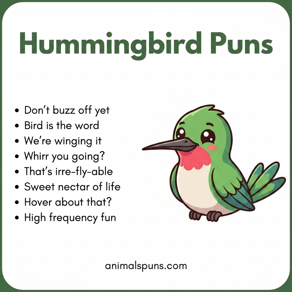 Nectar Jokes That Are Sweet: hummingbird pun illustration