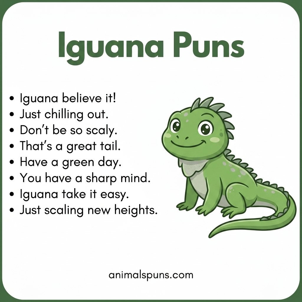 Iguana Love These Cute Puns: iguana pun illustration