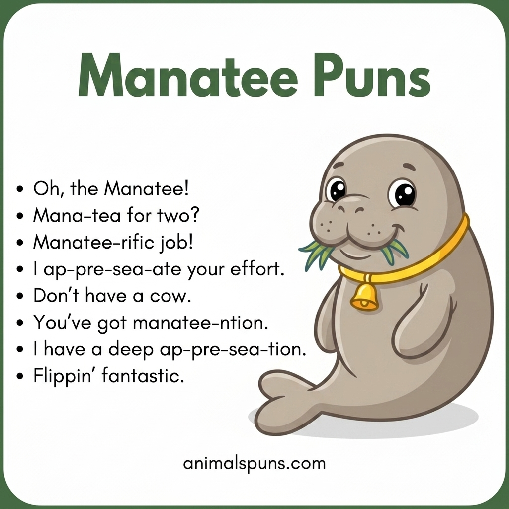 Best Manatee Puns of All Time: manatee pun illustration