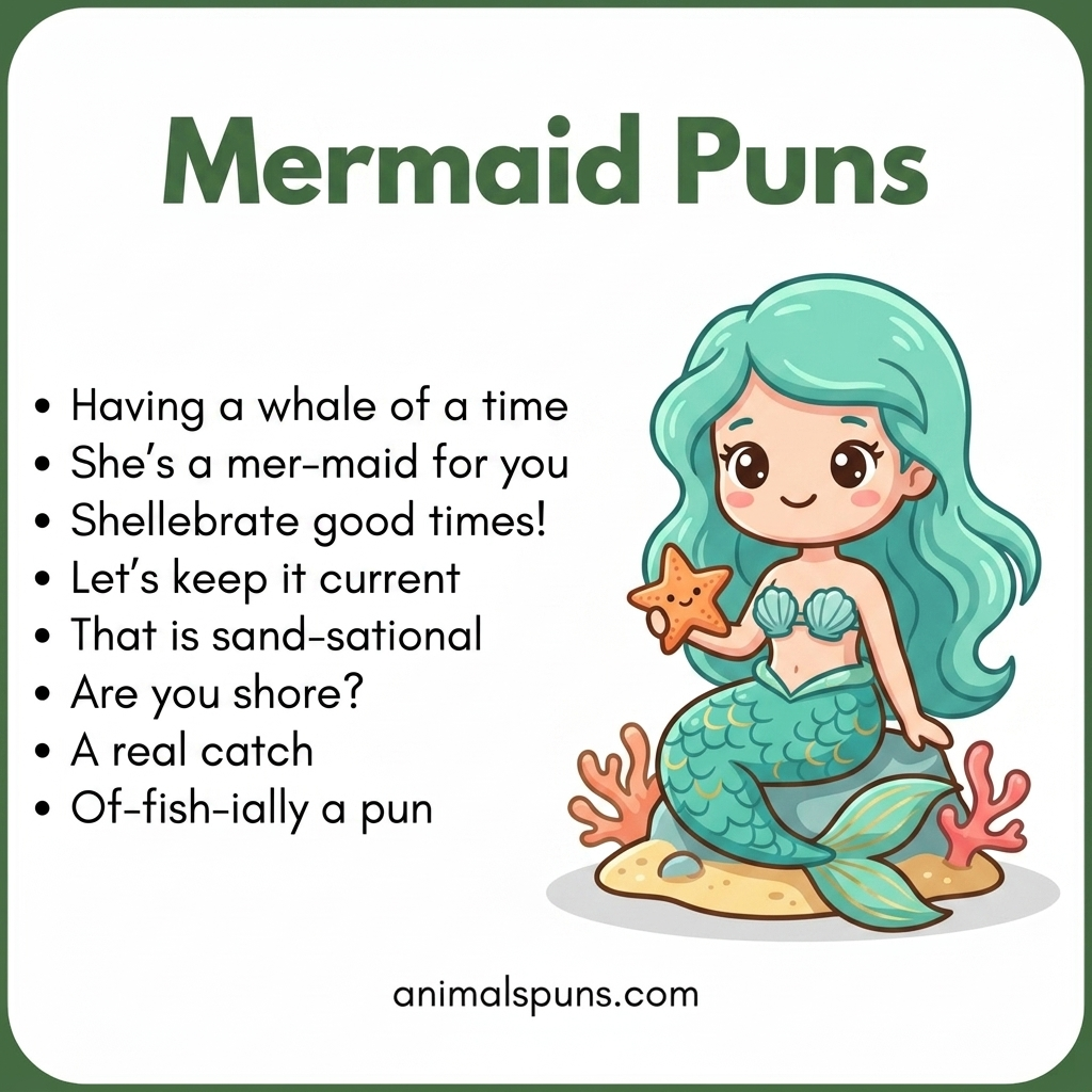 Best Mermaid Puns of All Time: mermaid pun illustration