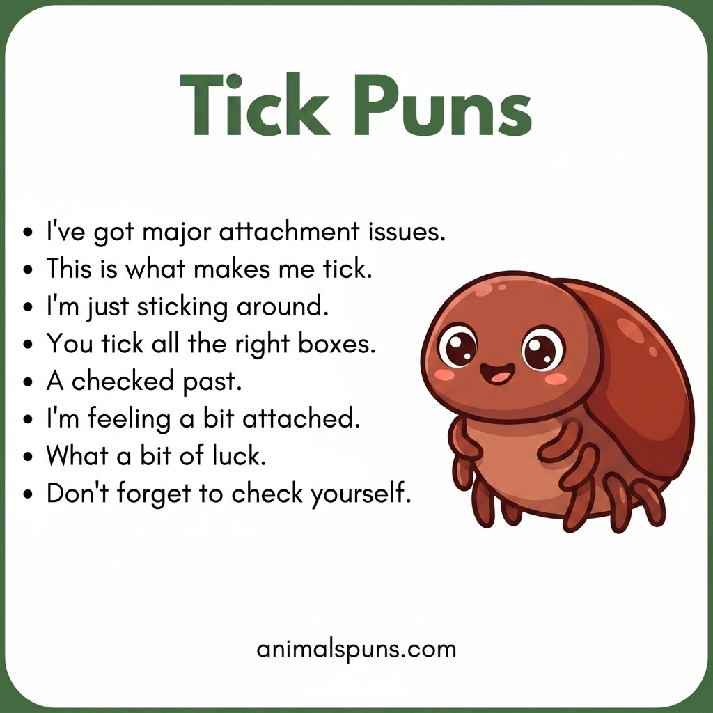 Mite Jokes That’ll Make You Giggle: tick pun illustration