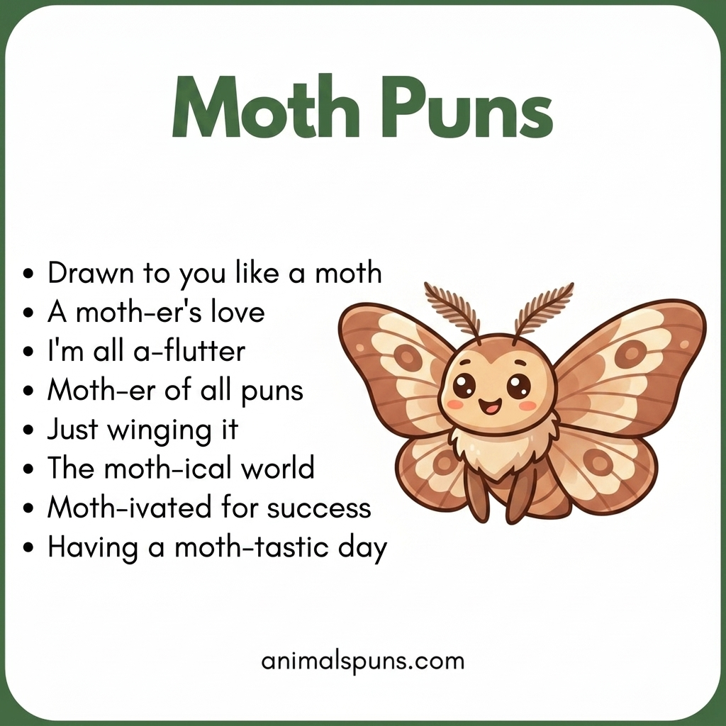 Puns About Moth Lights and Attraction: moth pun illustration