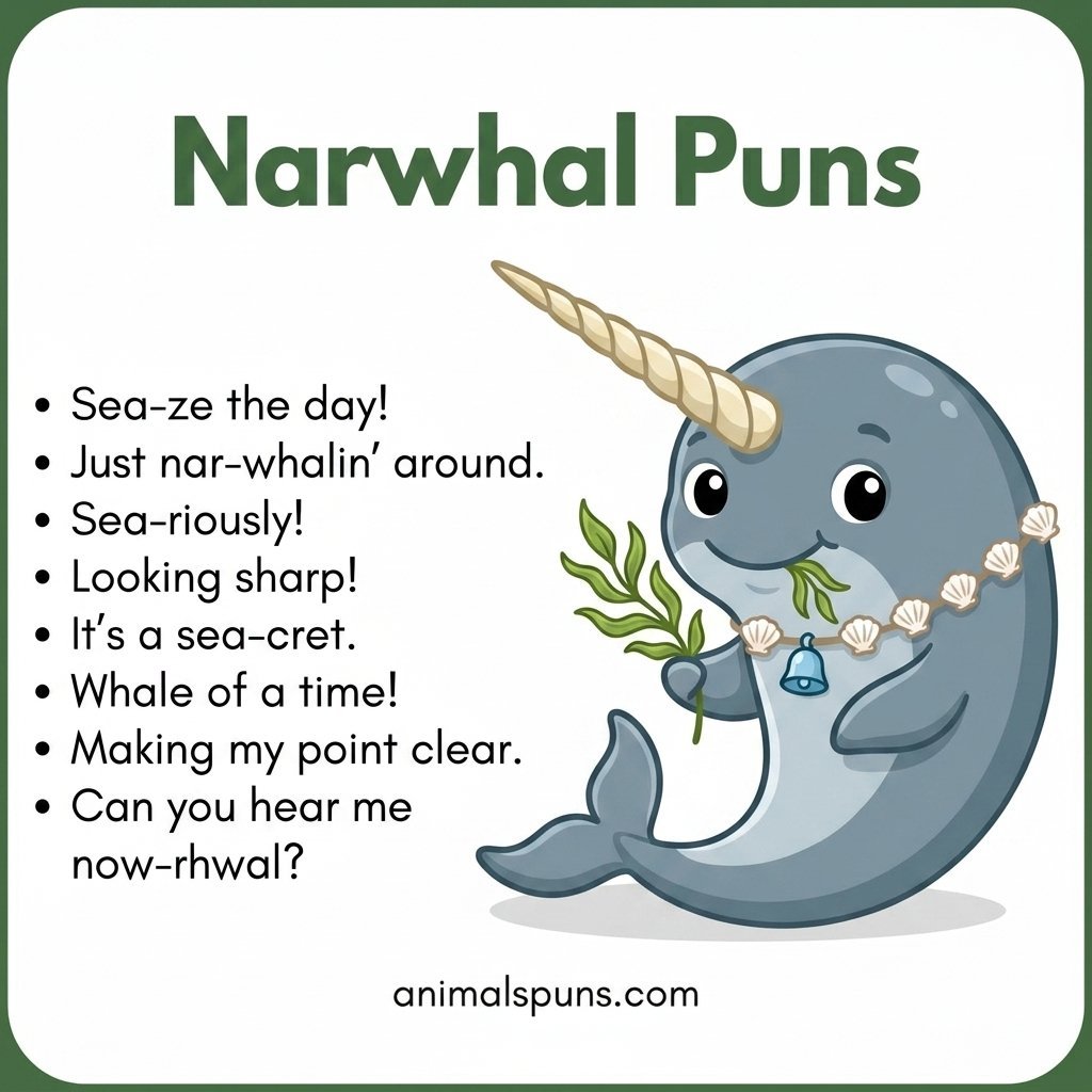 Best Narwhal Puns of All Time: narwhal pun illustration
