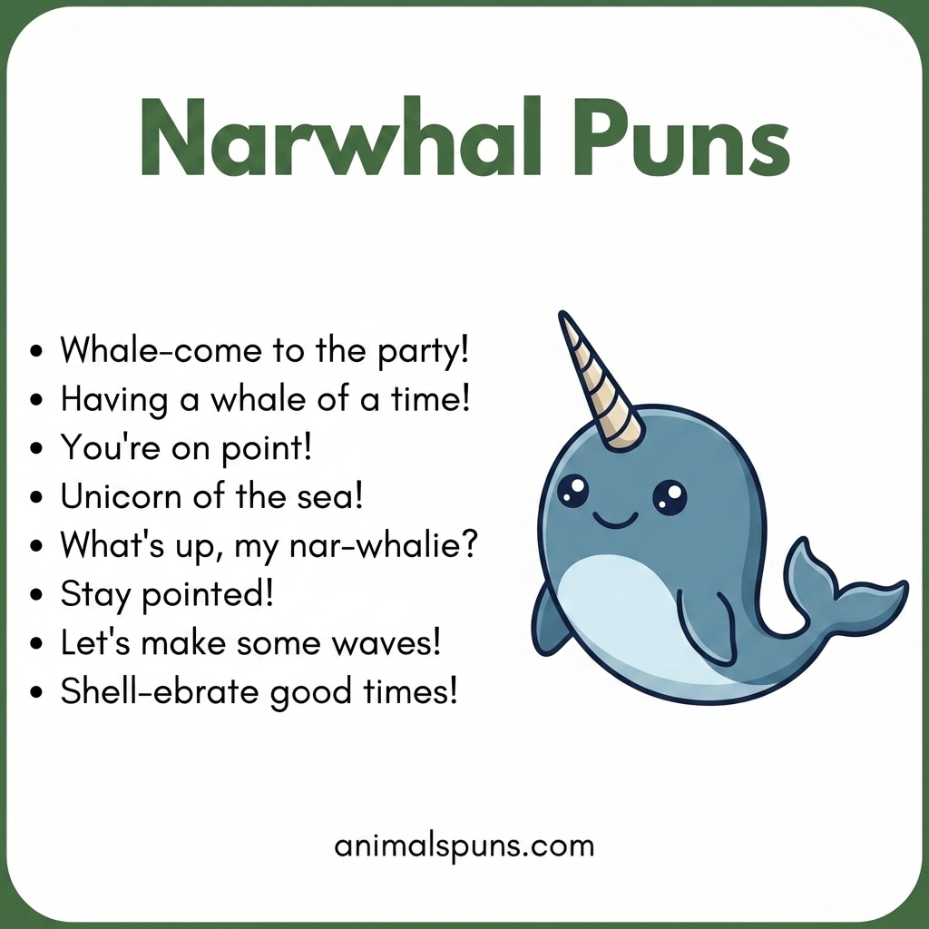 Narwhal Puns for Kids: narwhal pun illustration