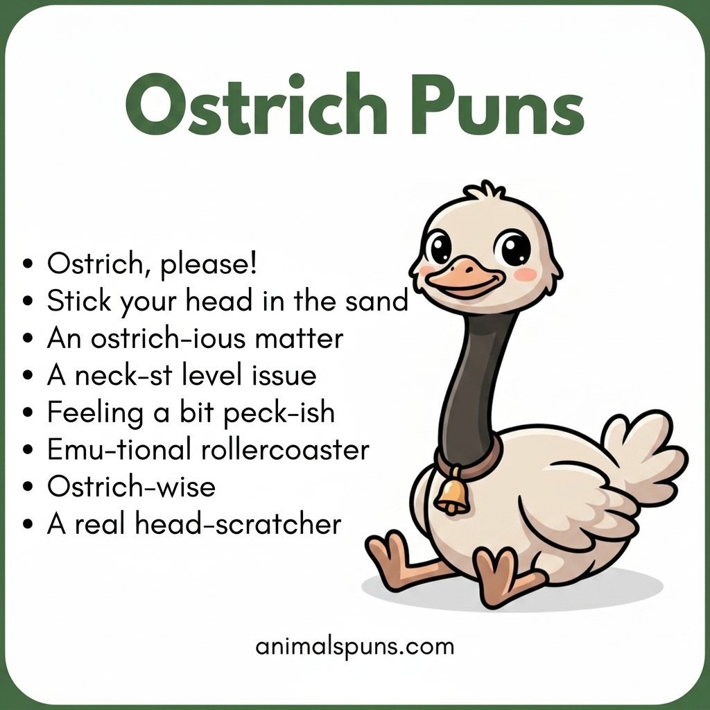 Best Ostrich Puns of All Time: ostrich pun illustration