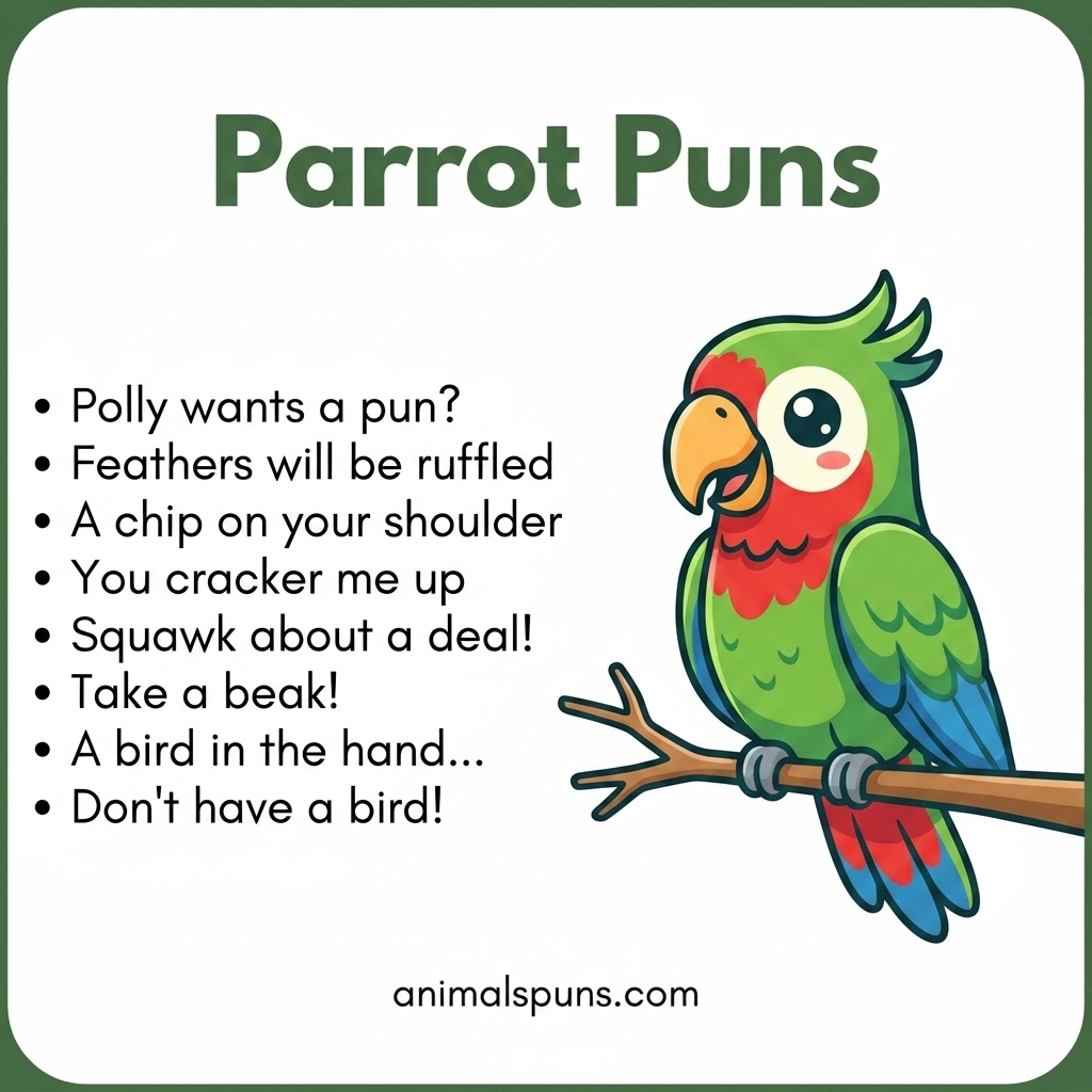 Best Parrot Puns of All Time: parrot pun illustration