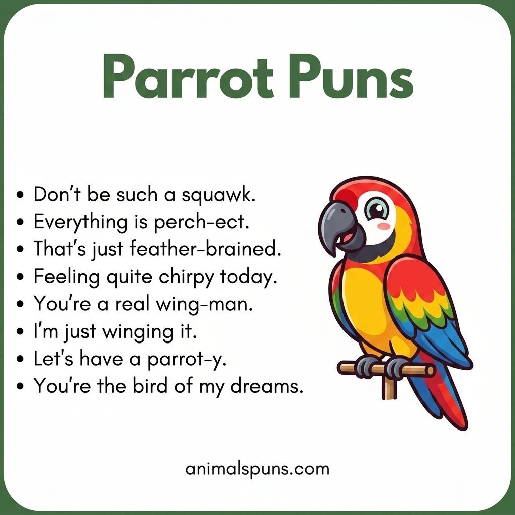 Parrot Puns About Their Famous Vocabulary: parrot pun illustration