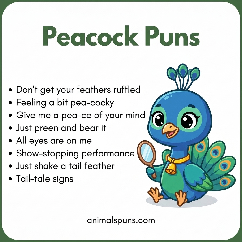 Best Peacock Puns of All Time: peacock pun illustration