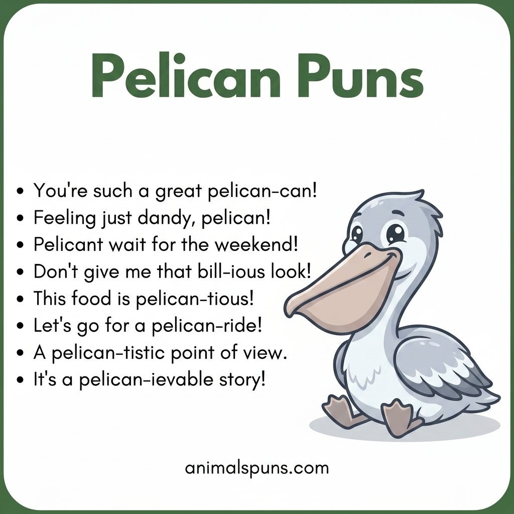 Best Pelican Puns and Jokes of All Time: pelican pun illustration