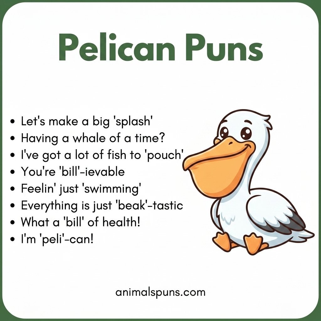 Pelican Puns for Beach Lovers: pelican pun illustration