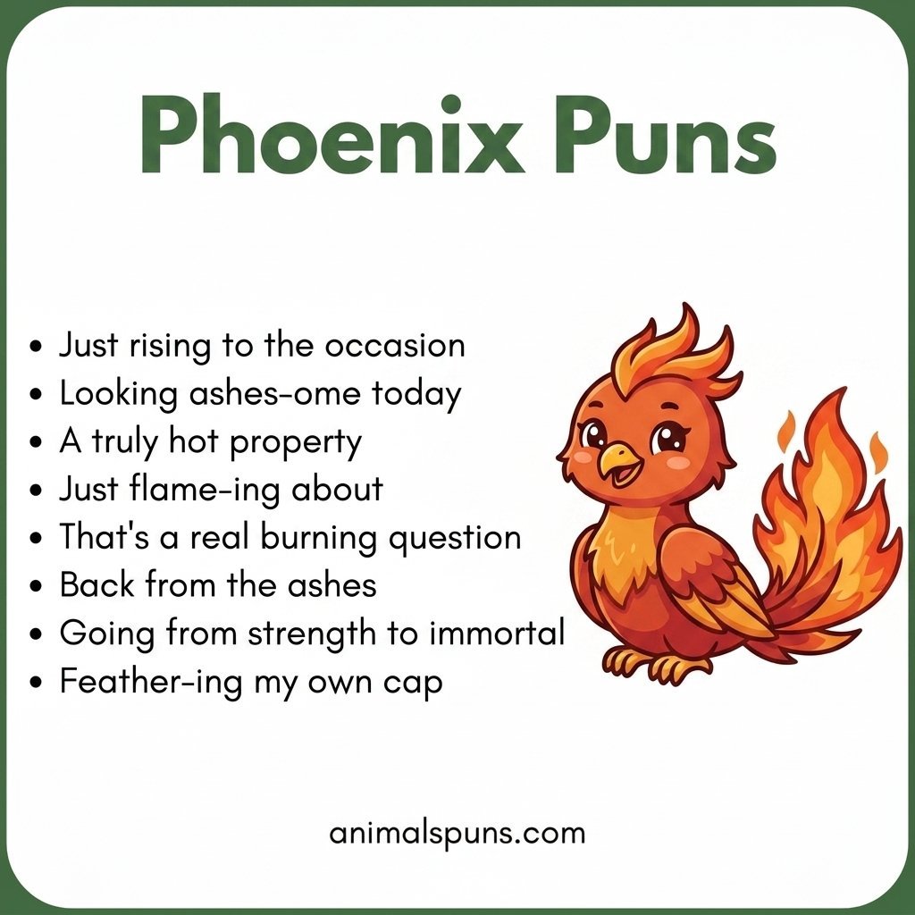 Phoenix Puns for Social Media Captions: phoenix pun illustration