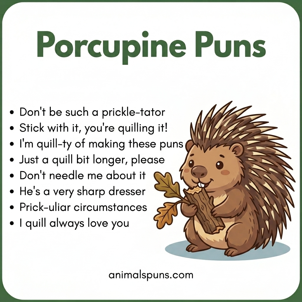 Best Porcupine Puns and Jokes of All Time: porcupine pun illustration