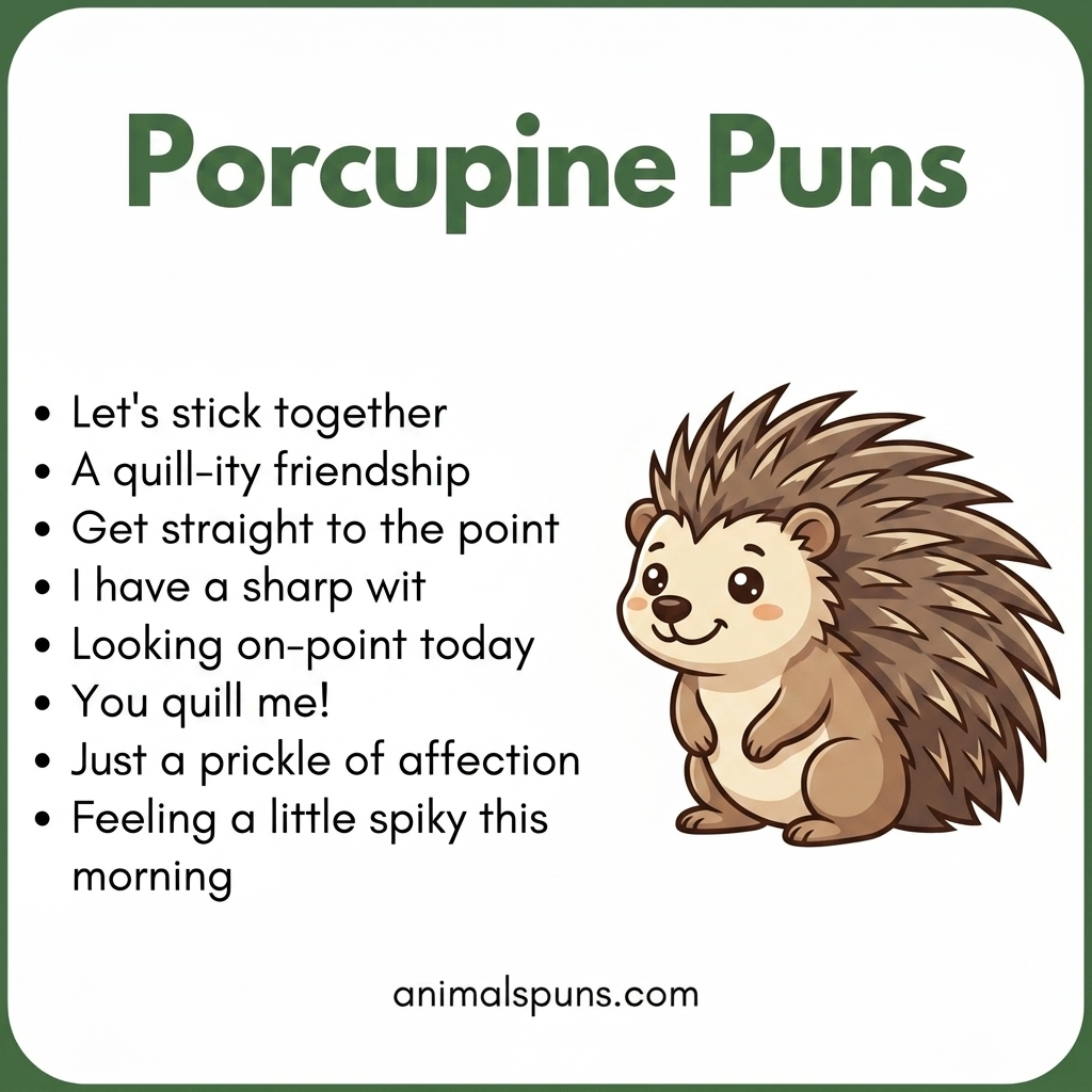 Cute Porcupine Puns for Kids: porcupine pun illustration