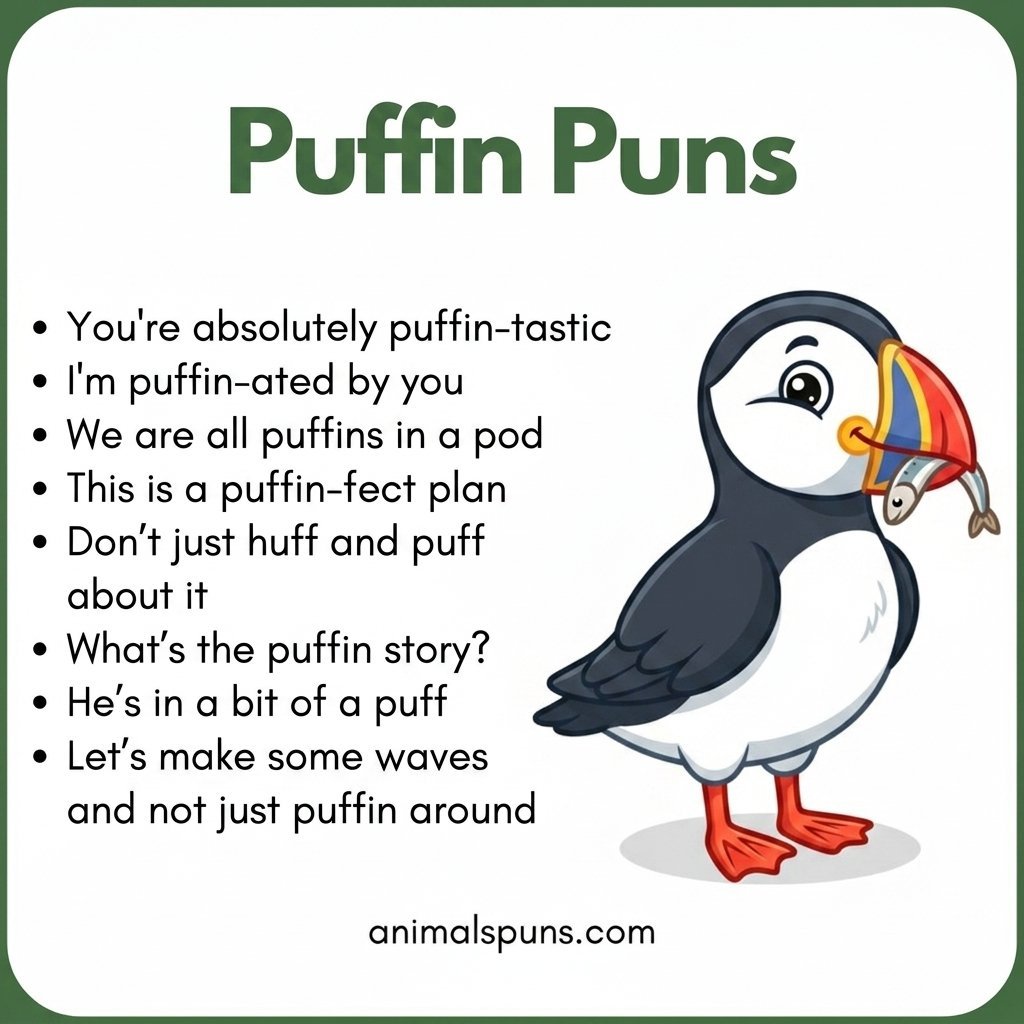 Best Puffin Puns and Jokes of All Time: puffin pun illustration