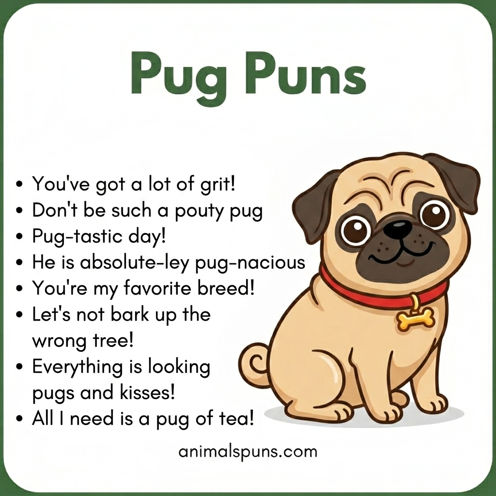 Best Pug Puns and Jokes of All Time: pug pun illustration