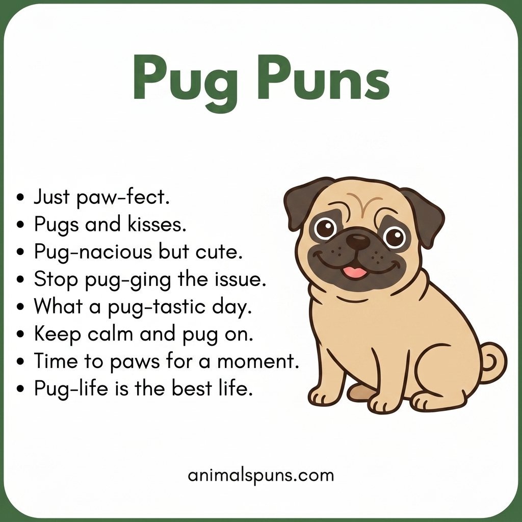 Pug Puns for Instagram Captions: pug pun illustration