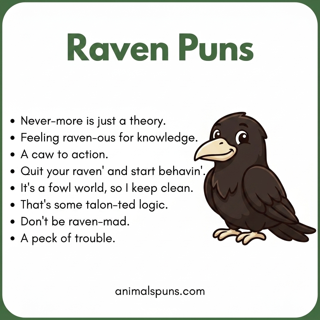 Raven Puns for Bird Lovers: raven pun illustration