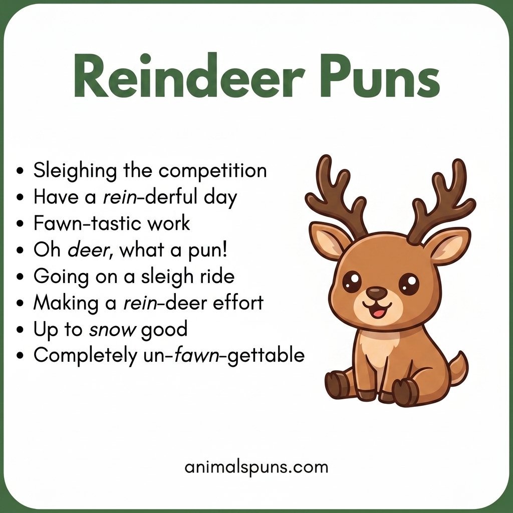Cute Reindeer Puns for Kids and Families: reindeer pun illustration
