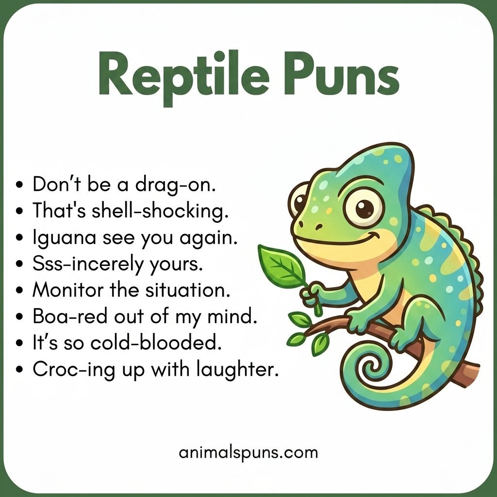 Best Reptile Puns and Jokes of All Time: reptile pun illustration