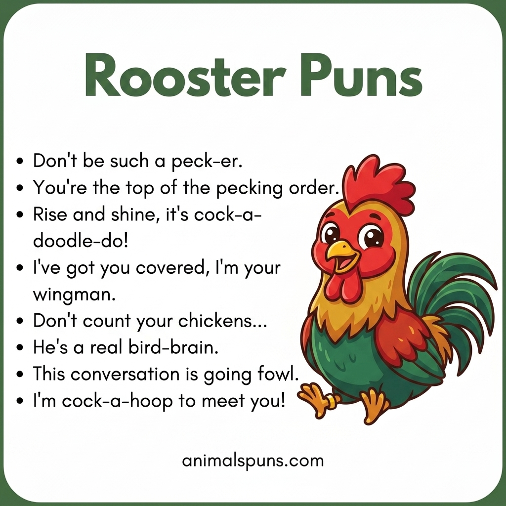 Best Rooster Puns and Jokes of All Time: rooster pun illustration