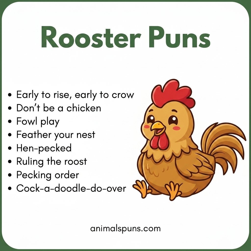 Rooster Puns for Early Birds: rooster pun illustration