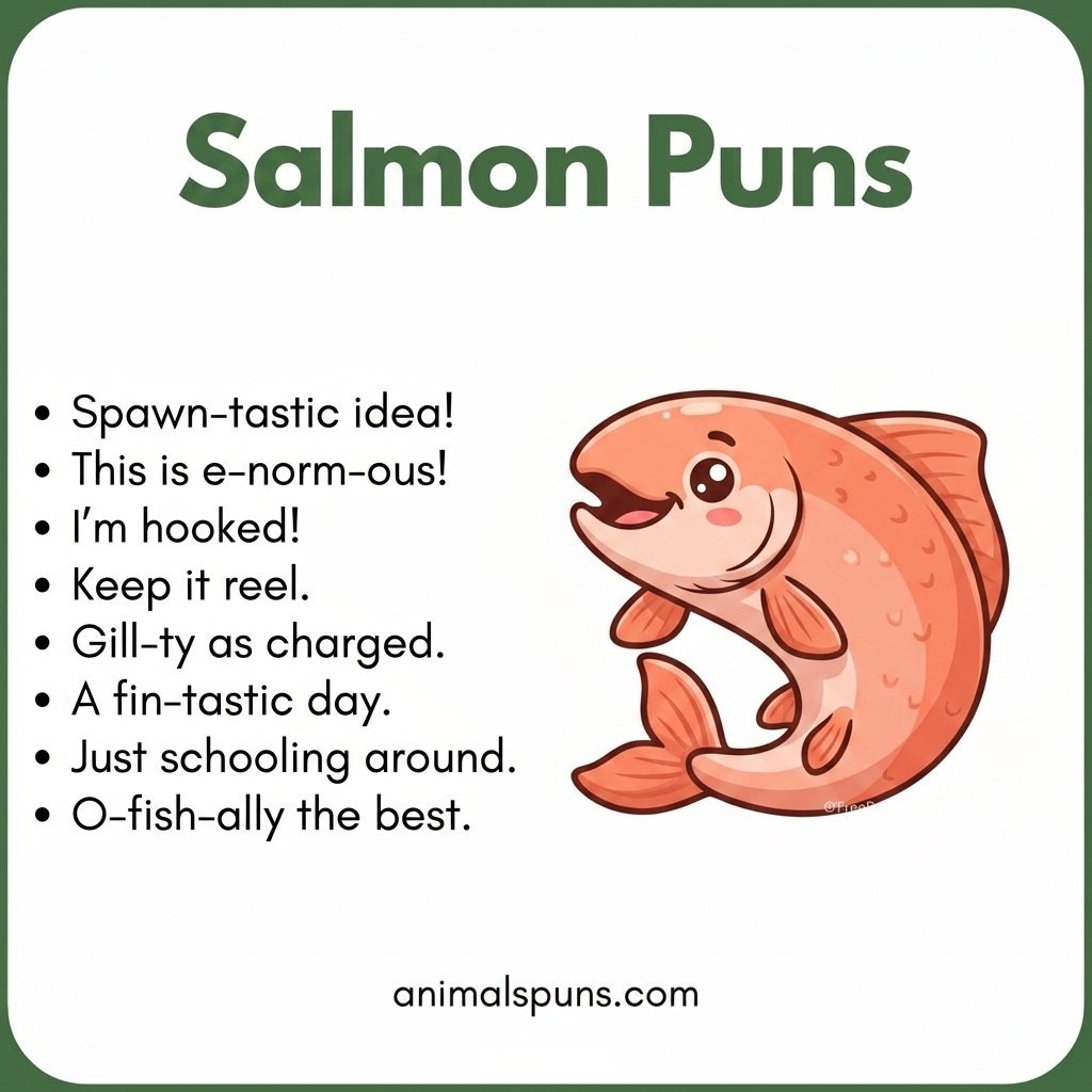 Salmon Puns for Fishing Fans: salmon pun illustration