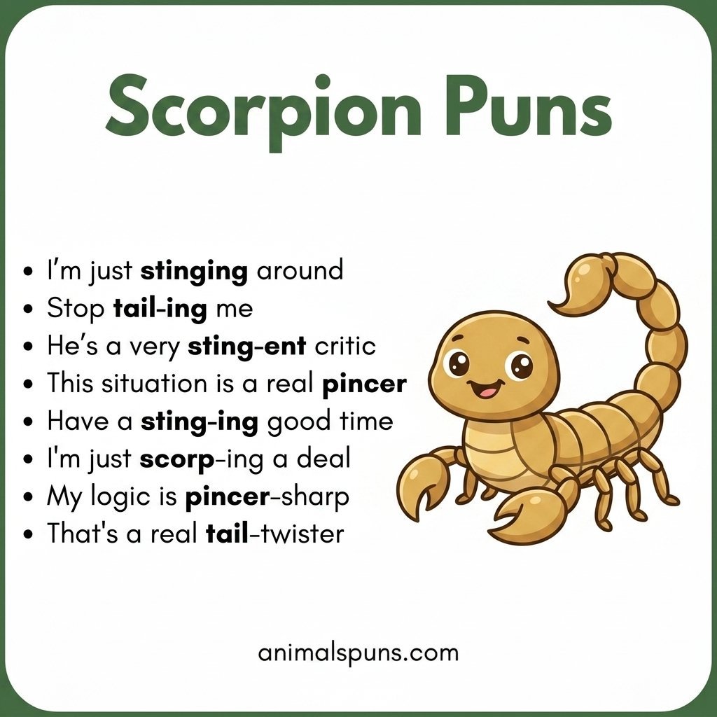 Scorpion Puns for Social Media Captions: scorpion pun illustration