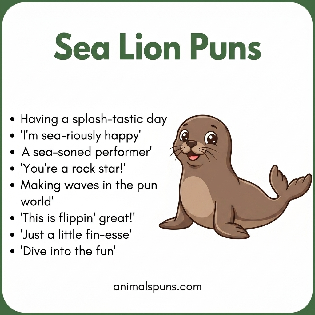 Sea Lion Puns for Kids: sea lion pun illustration