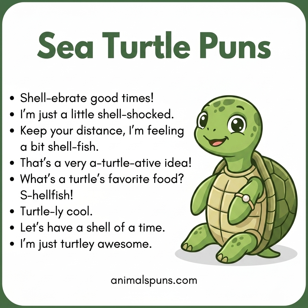 Best Sea Turtle Puns of All Time: sea turtle pun illustration