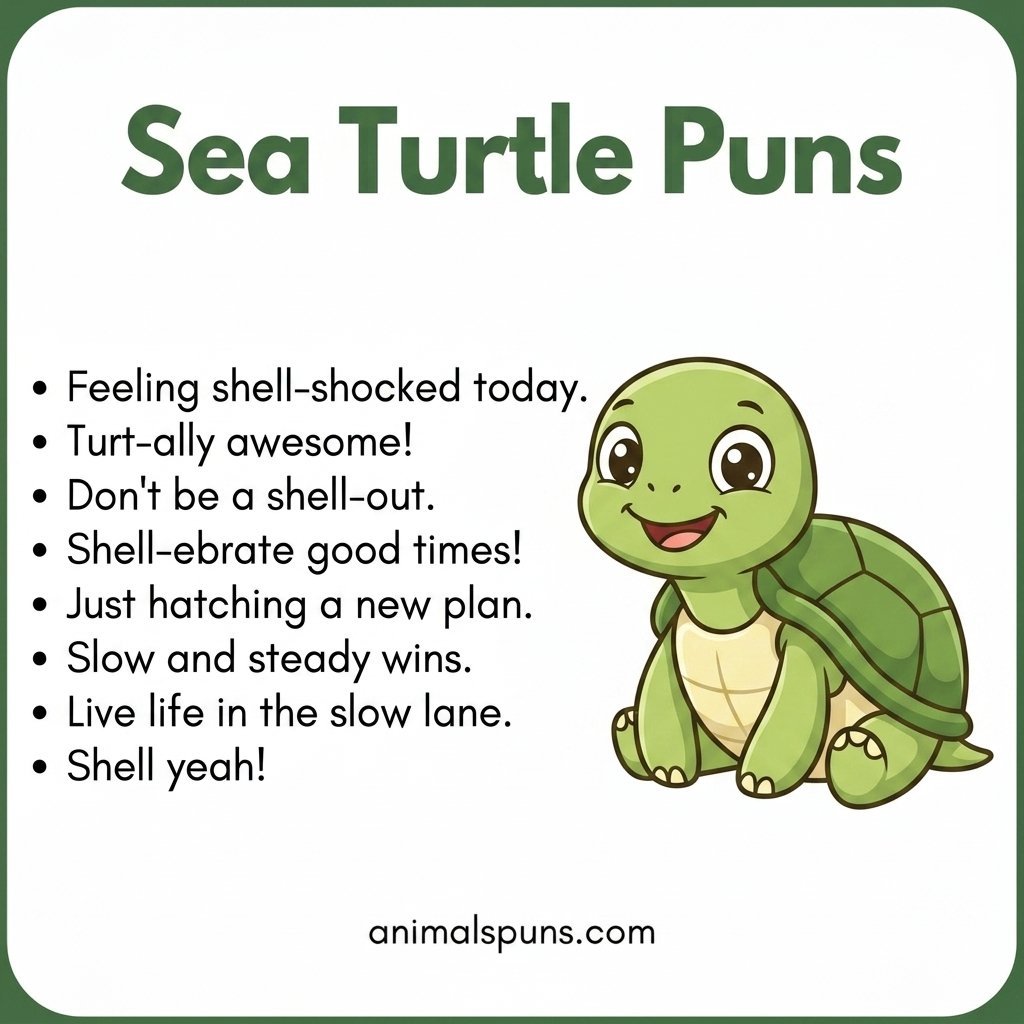 Sea Turtle Puns for Beach Lovers: sea turtle pun illustration