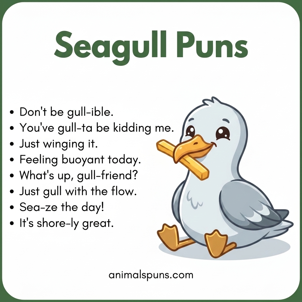 Best Seagull Puns and Jokes of All Time: seagull pun illustration