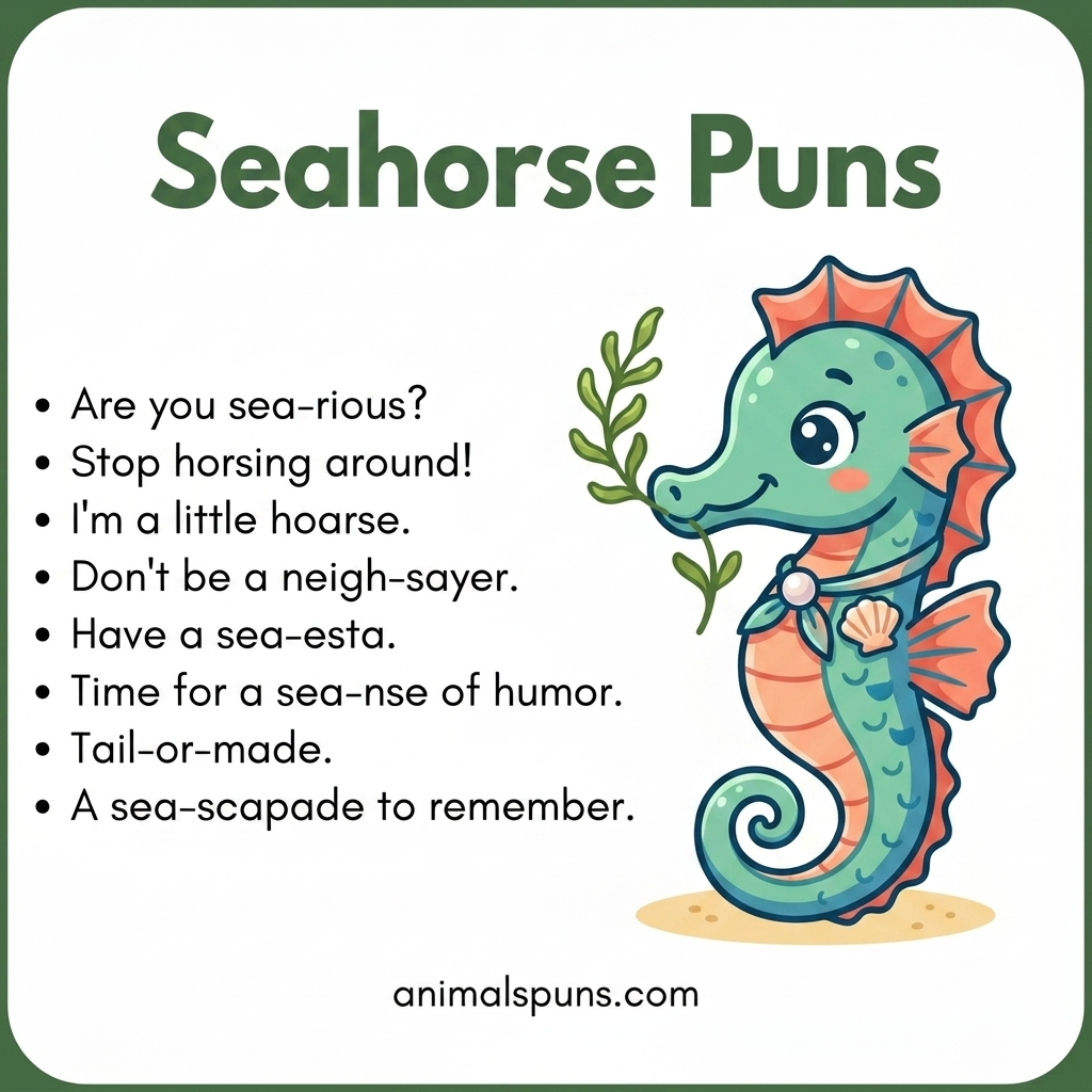 Best Seahorse Puns of All Time: seahorse pun illustration