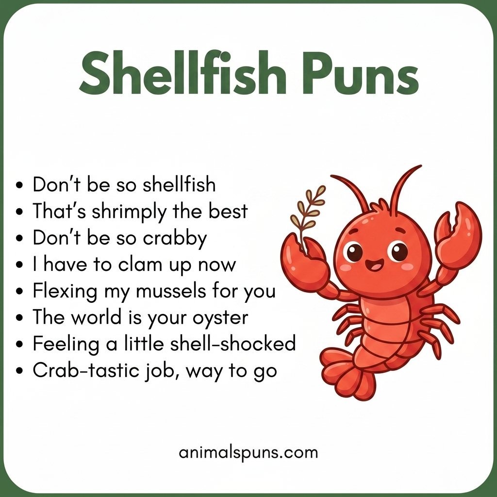 Best Shellfish Puns of All Time: shellfish pun illustration