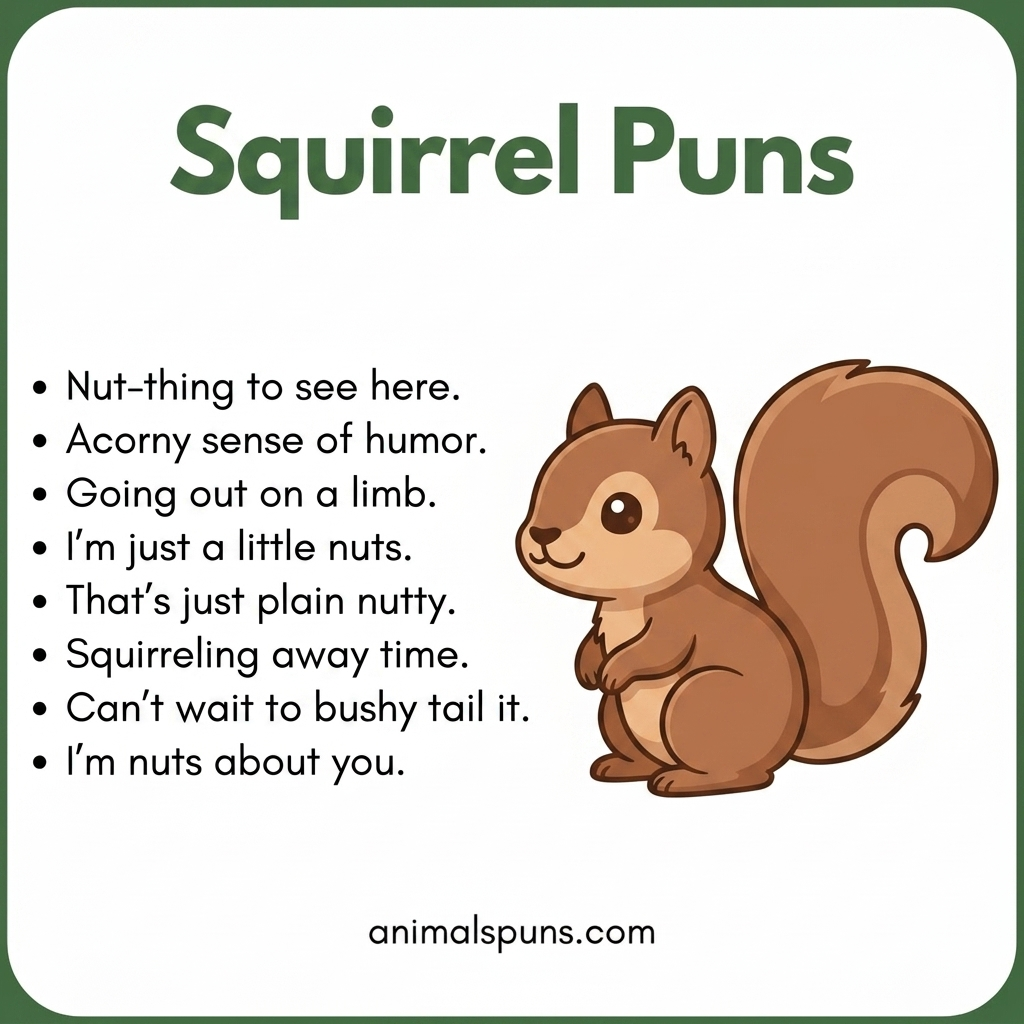 Squirrel Puns for Social Media Captions: squirrel pun illustration