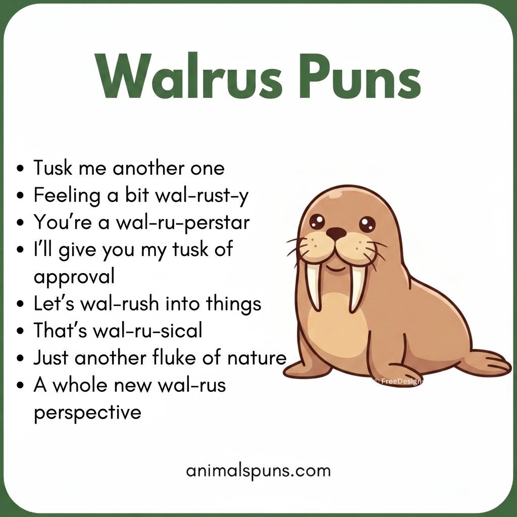 Walrus Puns for Captions and Social Media: walrus pun illustration